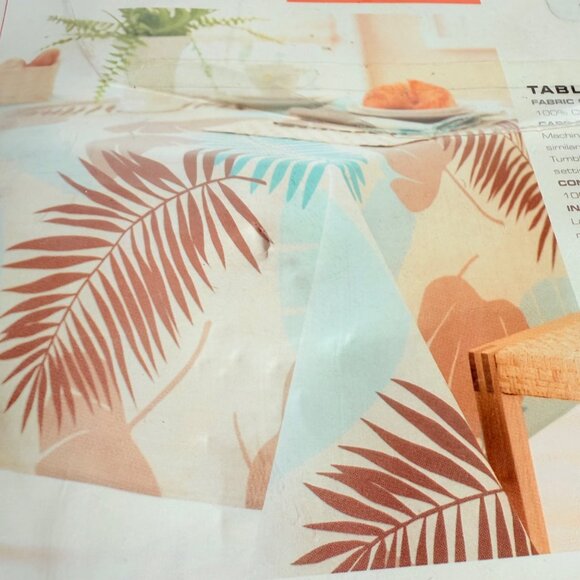Avonhome Tropical Fern Round Tablecloth Oversize VTG Coastal Kitchen Decor Table - Picture 6 of 13
